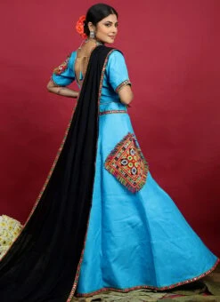 Sky Blue Blended Kutch N Mirror Work Chaniya Choli Festive Wear -ZariGrace Shop sky blue blended kutch n mirror work chaniya choli ghsom2778 b