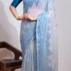 Sky Blue Color Sequins Work Georgette Saree Party Wear -ZariGrace Shop sky blue color sequins work georgette saree sasvp238 l