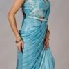 Sky Blue Faux Georgette Shimmer Saree Party Wear -ZariGrace Shop sky blue faux georgette shimmer saree sasctbliss1054 l