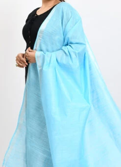 Sky Blue Linen Cotton Dupatta Work Wear