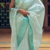 Sky Blue Organza Saree Party Wear