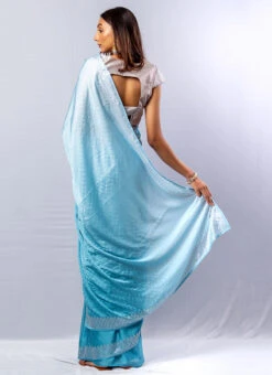 Sky Blue Pure Satin Saree Party Wear 9 Sky Blue Pure Satin Saree Party Wear -ZariGrace Shop sky blue satin blend saree saksd10002b b