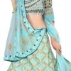 Sky Blue Satin Zari Embroidery A Line Lehenga Party Wear -ZariGrace Shop sky blue satin zari embroidery a line lehenga ghsyenmt21 l
