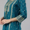 Teal Blue Cotton Zari Work Kurta Palazzo Set Party Wear -ZariGrace Shop teal blue cotton zari work kurta palazzo set krshcqr3017 l
