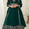 Teal Green Art Silk Embroidered Anarkali Suit Party Wear -ZariGrace Shop teal green art silk embroidered anarkali suit slsak47489765 l