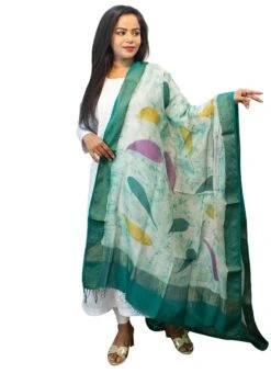 Teal Green With White Art Silk Dupatta Festive Wear -ZariGrace Shop teal green with white art silk dupatta dpsoas1082 u