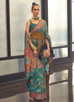 Teal Handloom Weaving Zari Work Saree Festive Wear 8 Teal Handloom Weaving Zari Work Saree Festive Wear -ZariGrace Shop teal handloom weaving zari work saree samb1080311004 u