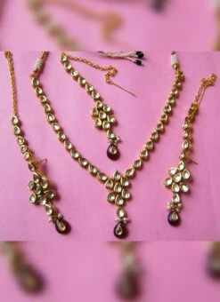 Tri Colour Necklace Set Party Wear -ZariGrace Shop tri colour neclace set jymmnikm23 b