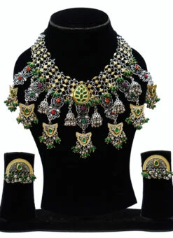 Tribal Chand Green Necklace Set Party Wear -ZariGrace Shop tribal chand green necklace set jyddrj112215h b