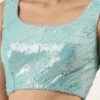 Turquoise Blue Raw Silk Sequins Work Blouse Party Wear -ZariGrace Shop turquoise blue raw silk sequins work blouse blspfb149tbl l