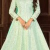 Turquoise Georgette Embroidery Anarkali Suit Party Wear -ZariGrace Shop turquoise georgette embroidery anarkali suit slsdi139t l