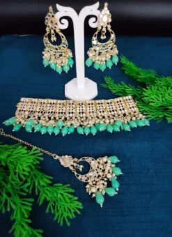 Turquoise Necklace Set Party Wear -ZariGrace Shop turquoise necklace set jynsmkns13900di b