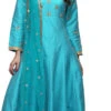 Turquoise Taffeta Gold Thread Work Anarkali Suit Party Wear -ZariGrace Shop turquoise taffeta gold thread work anarkali suit slkifh9966000248 l