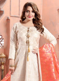 Beige Art Silk Embroidered Gown Party Wear -ZariGrace Shop tussar art silk embroidered gown bgwrmnf795t b