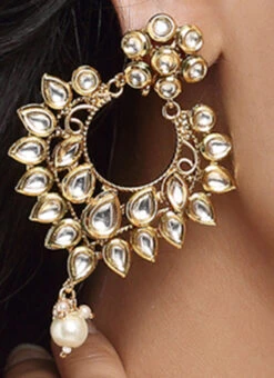 White Alloy Danglers Party Wear