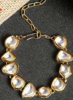 White Alloy Kundan Bracelets Party Wear