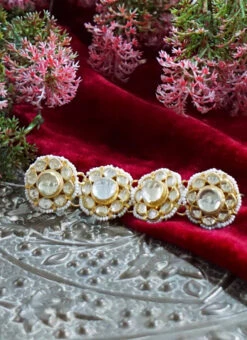 White Brass Kundan Hand Ring Party Wear -ZariGrace Shop white brass kundan hand ring hjrddrj114413h b