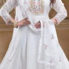 White Chanderi Silk Booti Zari Work Anarkali Suit Party Wear -ZariGrace Shop white chanderi silk booti zari work anarkali suit slmnfg545 l