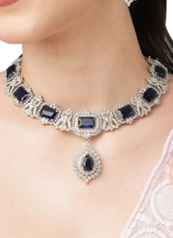 White Color Brass Party Wear Necklace Party Wear -ZariGrace Shop white color brass party wear necklace jymmae44 b