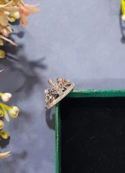 White Crown Silver Brass Ring Party Wear -ZariGrace Shop white crown silver brass ring hjrddrj11567h b