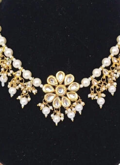 White Designer Neckalce Set With Earrings Party Wear