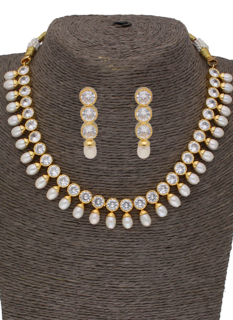 White Designer Necklace Set Party Wear 4 White Designer Necklace Set Party Wear - Image 2