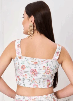 White Embroidered Organza Blouse Festive Wear