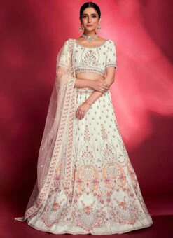 White Georgette A Line Lehenga Wedding Wear -ZariGrace Shop white georgette a line lehenga ghska463972002 u