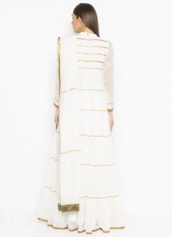 White Georgette Lace Work Anarkali Suit Party Wear -ZariGrace Shop white georgette lace work anarkali suit slmnc2071skd b