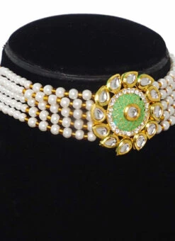 ZariGrace Shop 32 White Green Chokar Set Party Wear