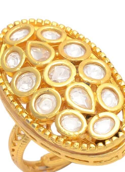 White Kundan Ring Party Wear