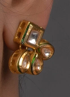 White Kundan Stud Earrings Party Wear