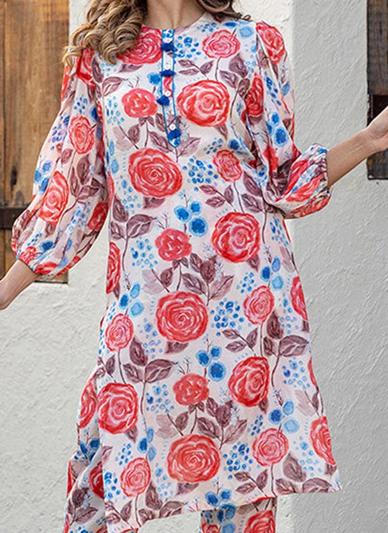 White Muslin Printed Kurta Straight Pant Set After Six Wear 3 White Muslin Printed Kurta Straight Pant Set After Six Wear