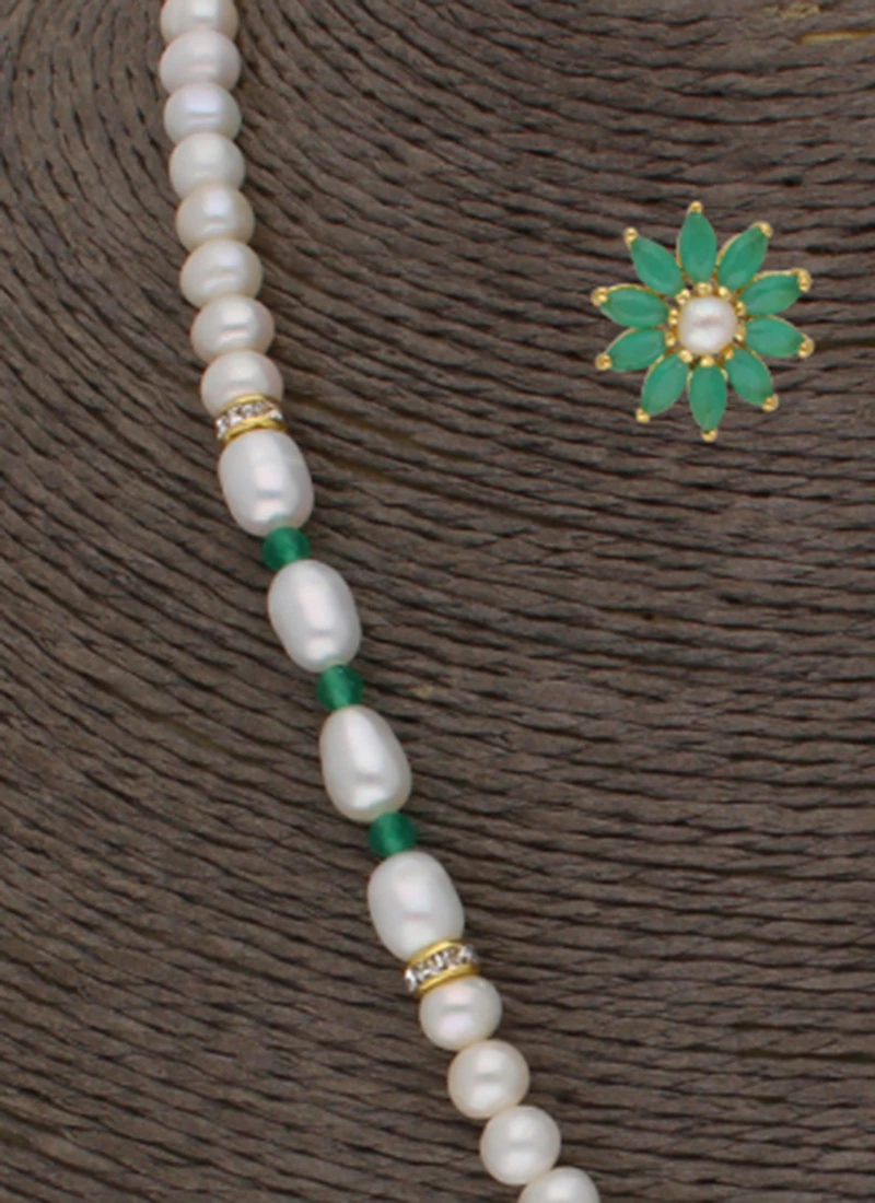 White N Green Designer Necklace Set Party Wear 3 White N Green Designer Necklace Set Party Wear