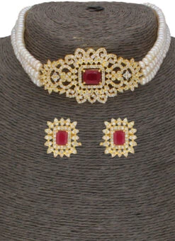 White N Maroon Designer Choker Set Party Wear -ZariGrace Shop white n maroon designer choker set jyhjpjul2128 b