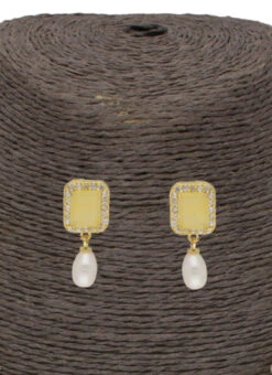 White N Yellow Designer Necklace Set Party Wear