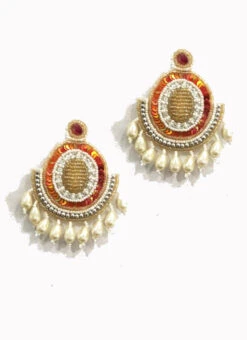 White Orange Fashion Danglers Party Wear -ZariGrace Shop white orange fashion danglers erddrj10023h b