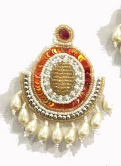 White Orange Fashion Danglers Party Wear