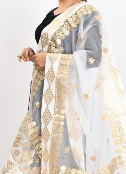 White Organza Cotton Gota Work Dupatta Work Wear