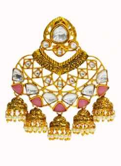 White Pink Designer Dangler Party Wear