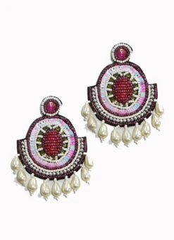 White Pink Fashion Danglers Party Wear -ZariGrace Shop white pink fashion danglers erddrj10033h b