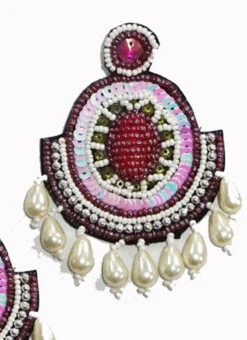 White Pink Fashion Danglers Party Wear