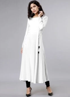 White Rayon Kurta Straight Pant Set Work Wear -ZariGrace Shop white rayon kurta straight pant set krsdmfn309a u