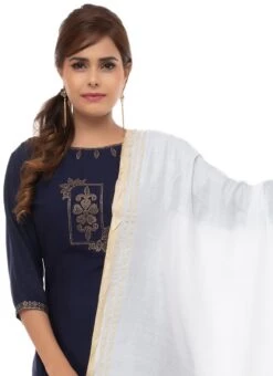 White Slub Cotton Dupatta Festive Wear -ZariGrace Shop white slub cotton dupatta dpdmfmfd092 b