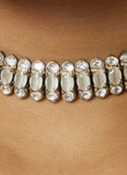 White Stone Designer Choker Set Party Wear