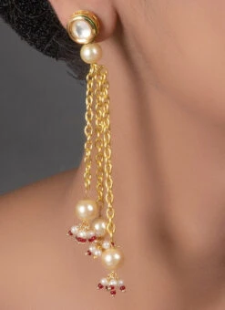 White Stud With Hanging Earrings Party Wear