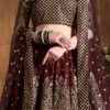 Wine Art Silk A Line Lehenga Wedding Wear -ZariGrace Shop wine art silk a line lehenga ghmkns7409 l
