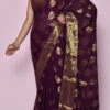 Wine Color Zari Shiffon Silk Saree Festive Wear -ZariGrace Shop wine color zari shiffon silk saree sadsf4891 l