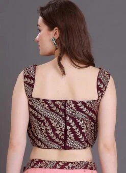 Wine Embroidered Sleeveless Blouse Wedding Wear -ZariGrace Shop wine embroidered sleeveless blouse BLBS02309127 b