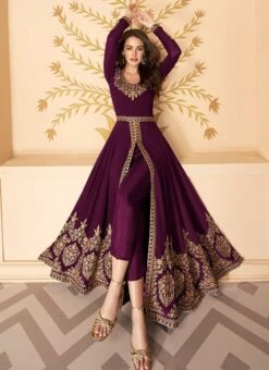 Wine Georgette Anarkali Suit Party Wear -ZariGrace Shop wine georgette anarkali suit slsak25827216b u